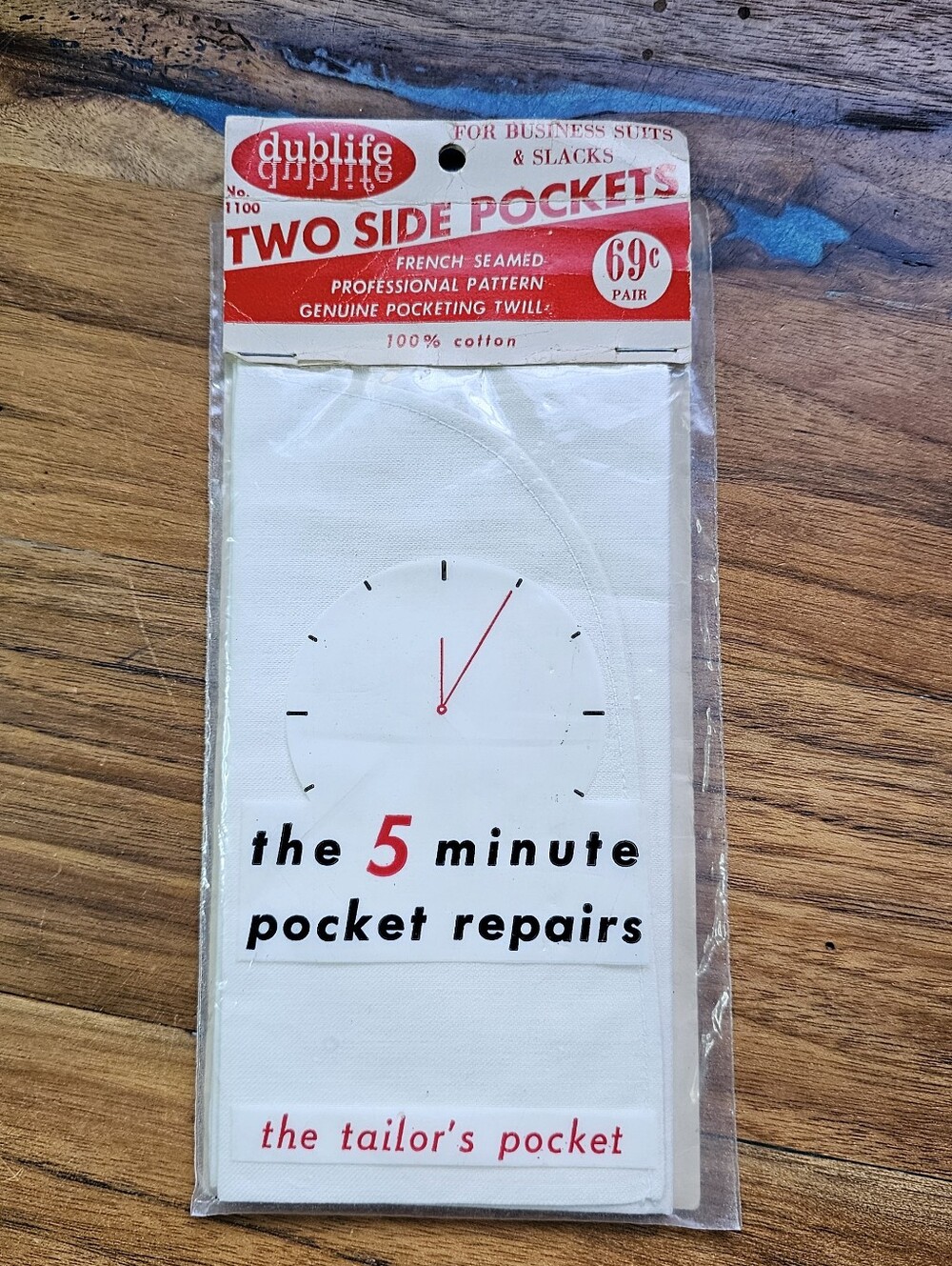 Vtg Dublife 2 Side Pockets For Business Suits & Slacks #1100 Cotton
